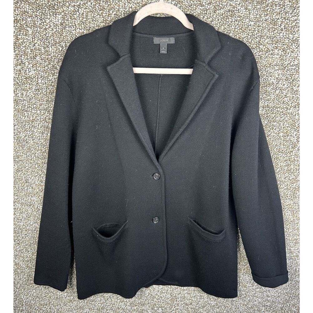 J.Crew 100% Merino Wool Schoolboy Blazer Sweater Academia Poetcore XL Black